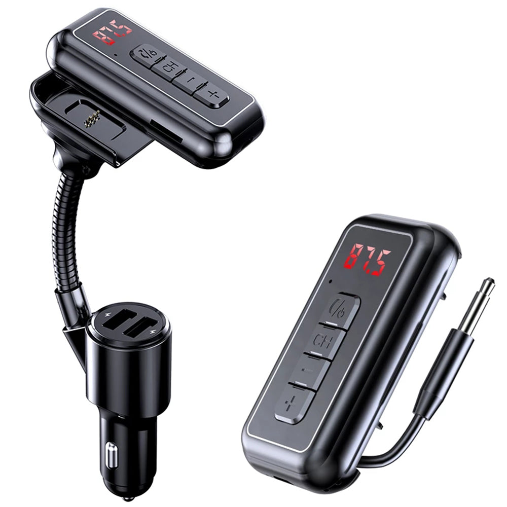 Y4 2 in 1 Car FM Transmitter AUX Adapter Bluetooth Receiver Dual USB Car Charger Adapter