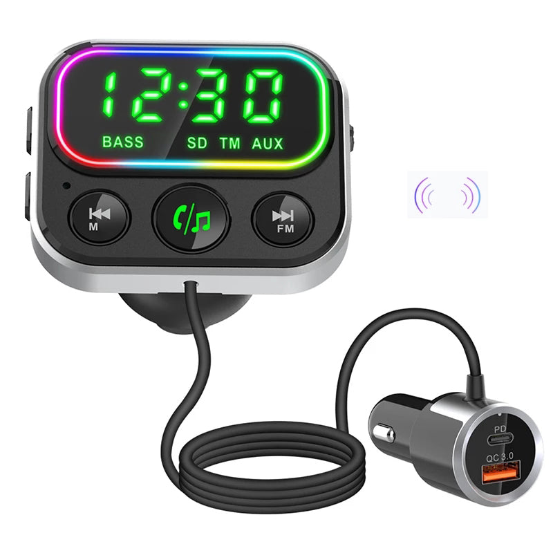 BC79 Bluetooth 5.0 Car FM Transmitter TF Card AUX Music MP3 Player PD/QC3.0 Phone Charger