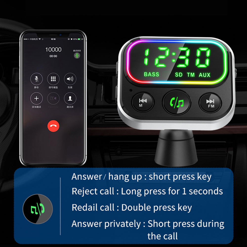 BC79 Bluetooth 5.0 Car FM Transmitter TF Card AUX Music MP3 Player PD/QC3.0 Phone Charger