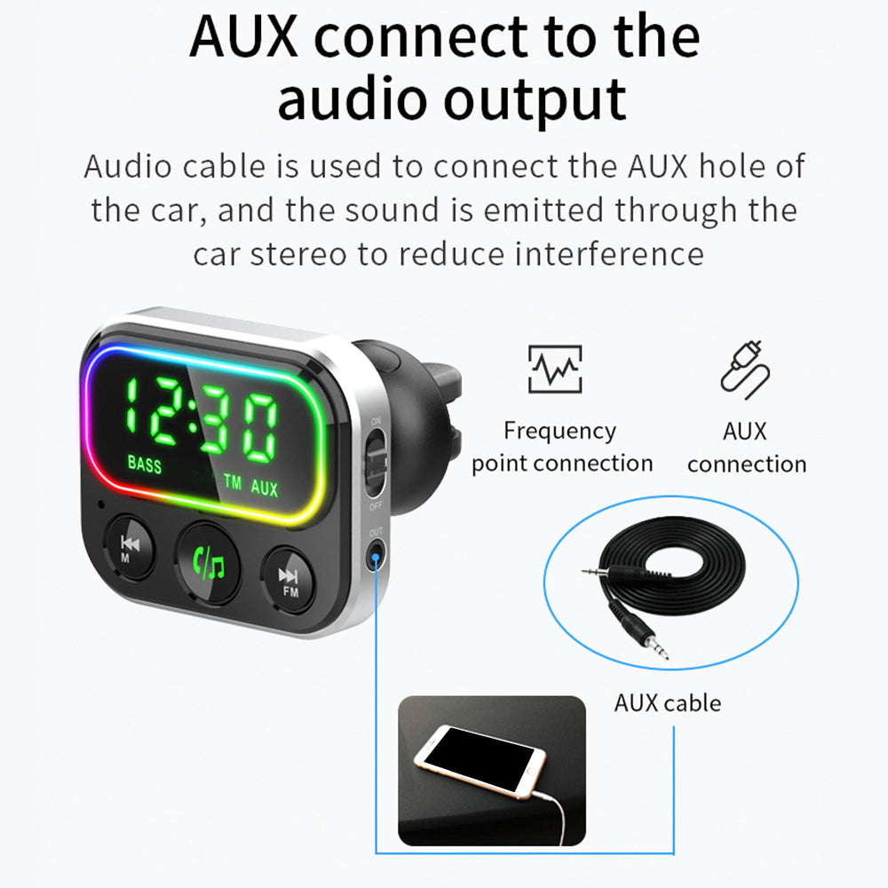 BC79 Bluetooth 5.0 Car FM Transmitter TF Card AUX Music MP3 Player PD/QC3.0 Phone Charger