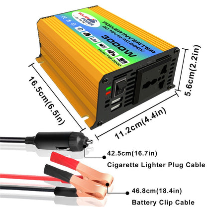 Tang I Generation 12V to 220V 3000W Intelligent Car Power Inverter with Dual USB for Camping, Traveling