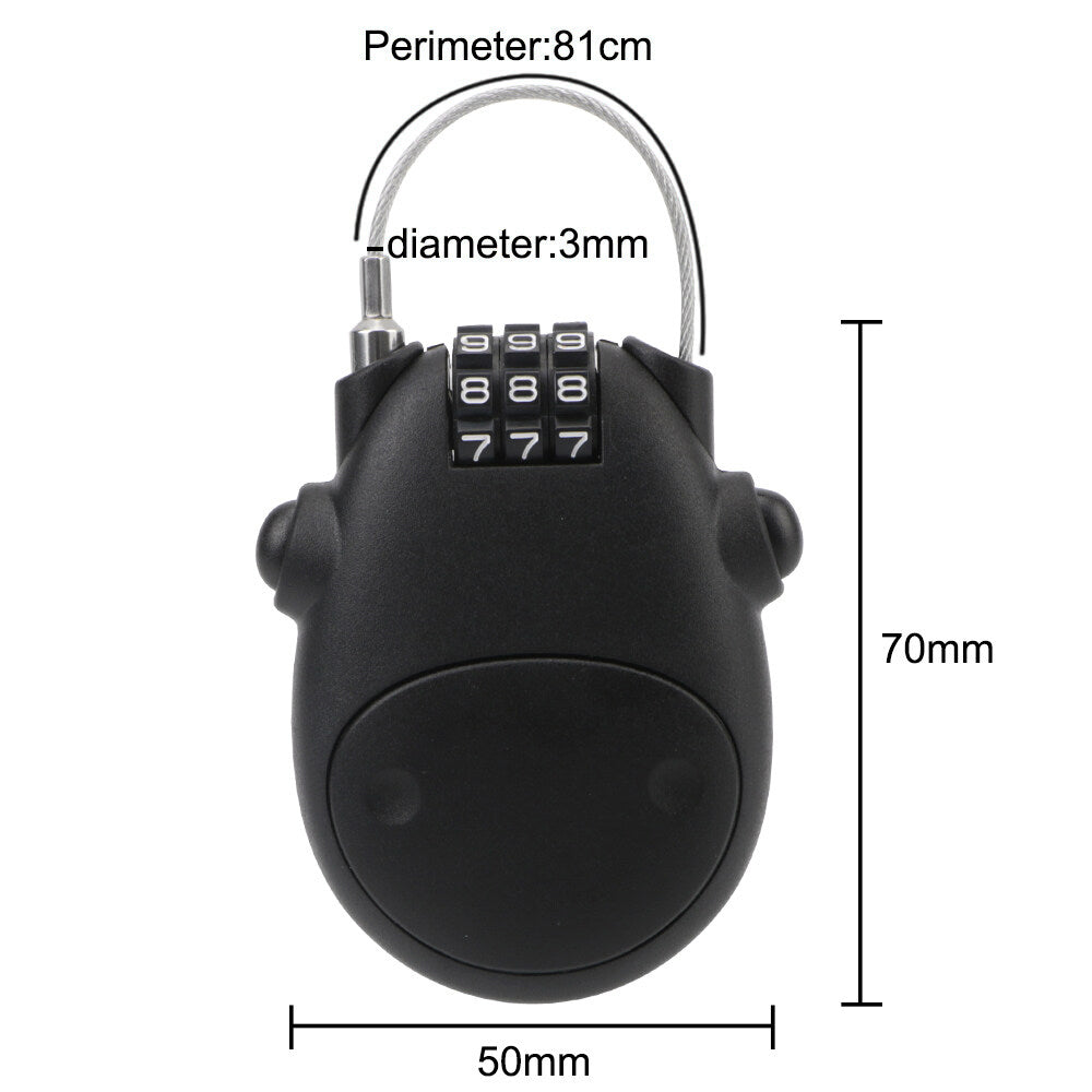 Motorcycle Helmet Code Lock Telescopic Steel Wire Luggage Suitcase Anti-theft Security Lock
