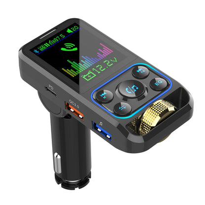 BC83 Bluetooth Hands-free Call MP3 Music Player Voltage Monitoring Dual USB+Type-C Car Charger FM Transmitter Support U-disk / TF Card / AUX