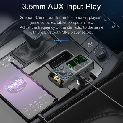 BC83 Bluetooth Hands-free Call MP3 Music Player Voltage Monitoring Dual USB+Type-C Car Charger FM Transmitter Support U-disk / TF Card / AUX