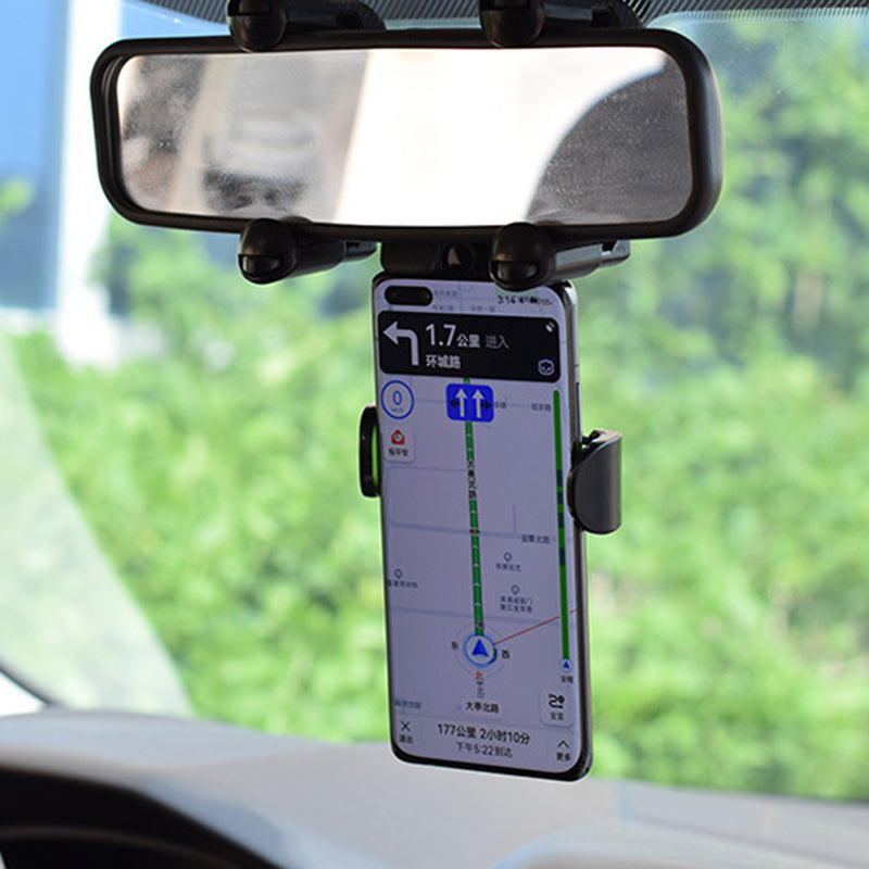 Car Rearview Mirror Phone Holder 360 Degrees Rotating Cellphone Bracket Stand