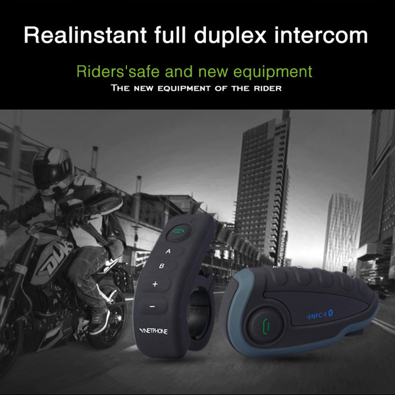 VNETPHONE V8 Motorcycle Helmet Intercom Bluetooth Headset Remote Control 1200M Wireless Distance Supporting Five People Live Chat