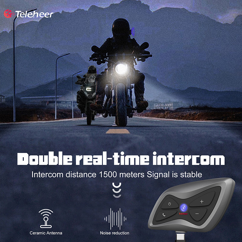 TELEHEER T6plus Motorcycle Helmet Bluetooth Headphone Outdoor Headset Waterproof Motorbike Sports Headset