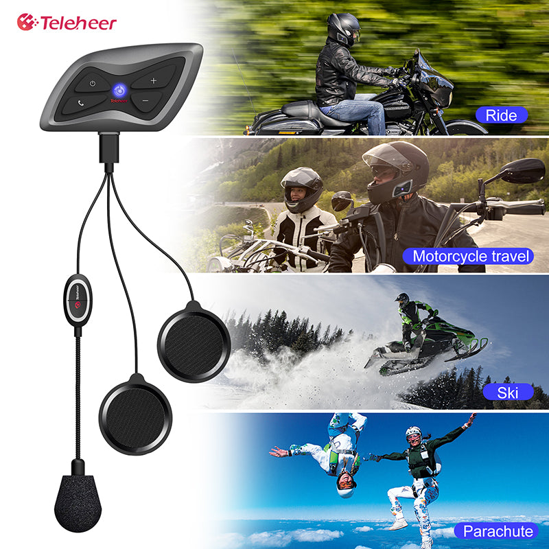 TELEHEER T6plus Motorcycle Helmet Bluetooth Headphone Outdoor Headset Waterproof Motorbike Sports Headset
