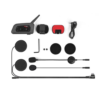 TELEHEER V6 Plus Motorcycle Helmet Bluetooth Walkie-Talkie with Headset Waterproof BT Wireless Walkie-Talkie Support 1500m Distance