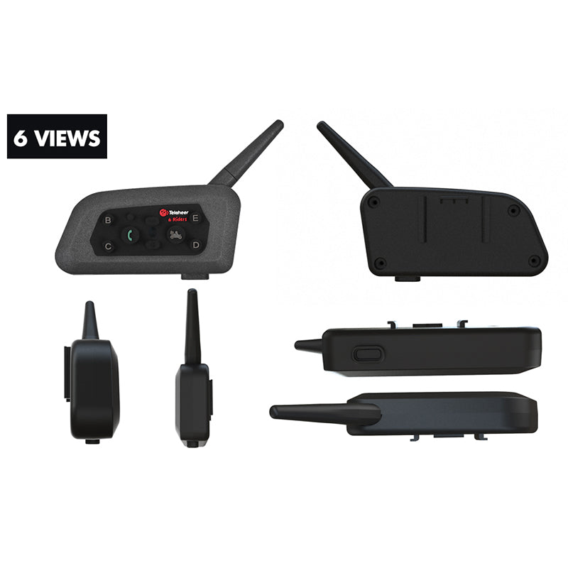 TELEHEER V6 Plus Motorcycle Helmet Bluetooth Walkie-Talkie with Headset Waterproof BT Wireless Walkie-Talkie Support 1500m Distance