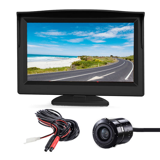 RH-501 5&#39;&#39; LCD Display Screen Car Parking Reverse Waterproof Round Rear Camera with Video Line