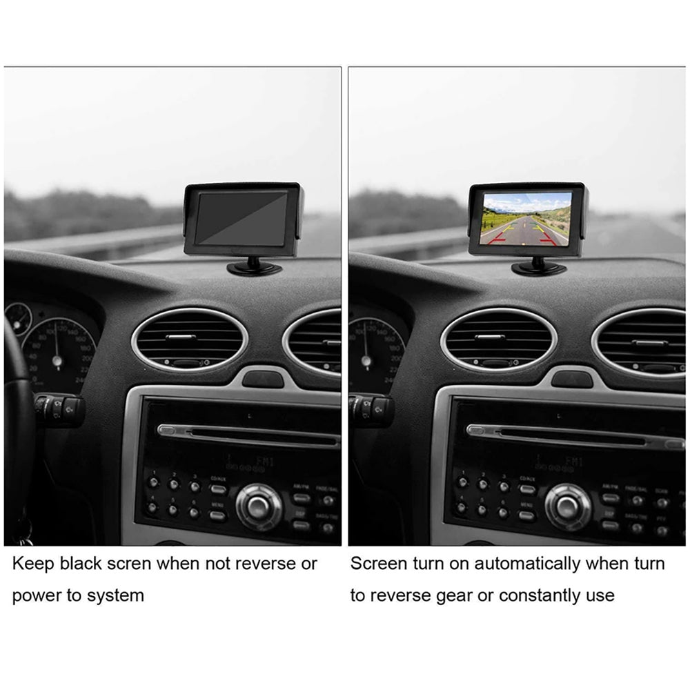 RH-501 5" LCD Display Screen Car Parking Reverse Waterproof Round Rear Camera with Video Line