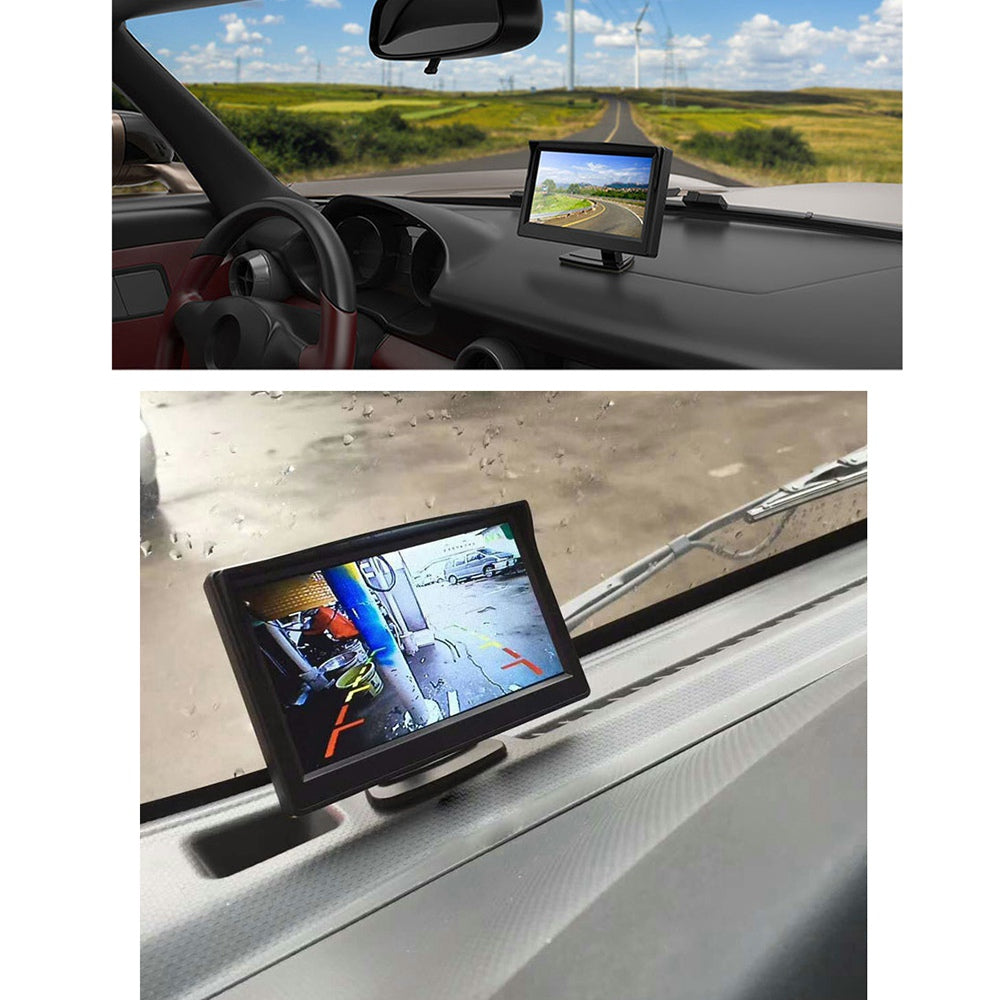 RH-501 5" LCD Display Screen Car Parking Reverse Waterproof Round Rear Camera with Video Line