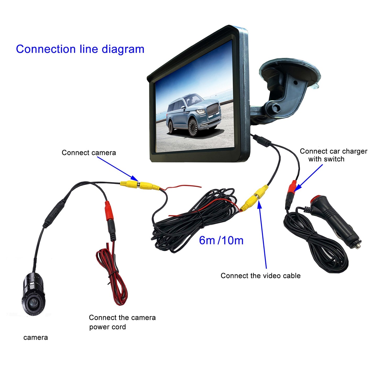 RH-702A Car Rear View Backup Round Camera Truck Vehicle Parking Reverse System 7" Screen Monitor Kit 12V 24V