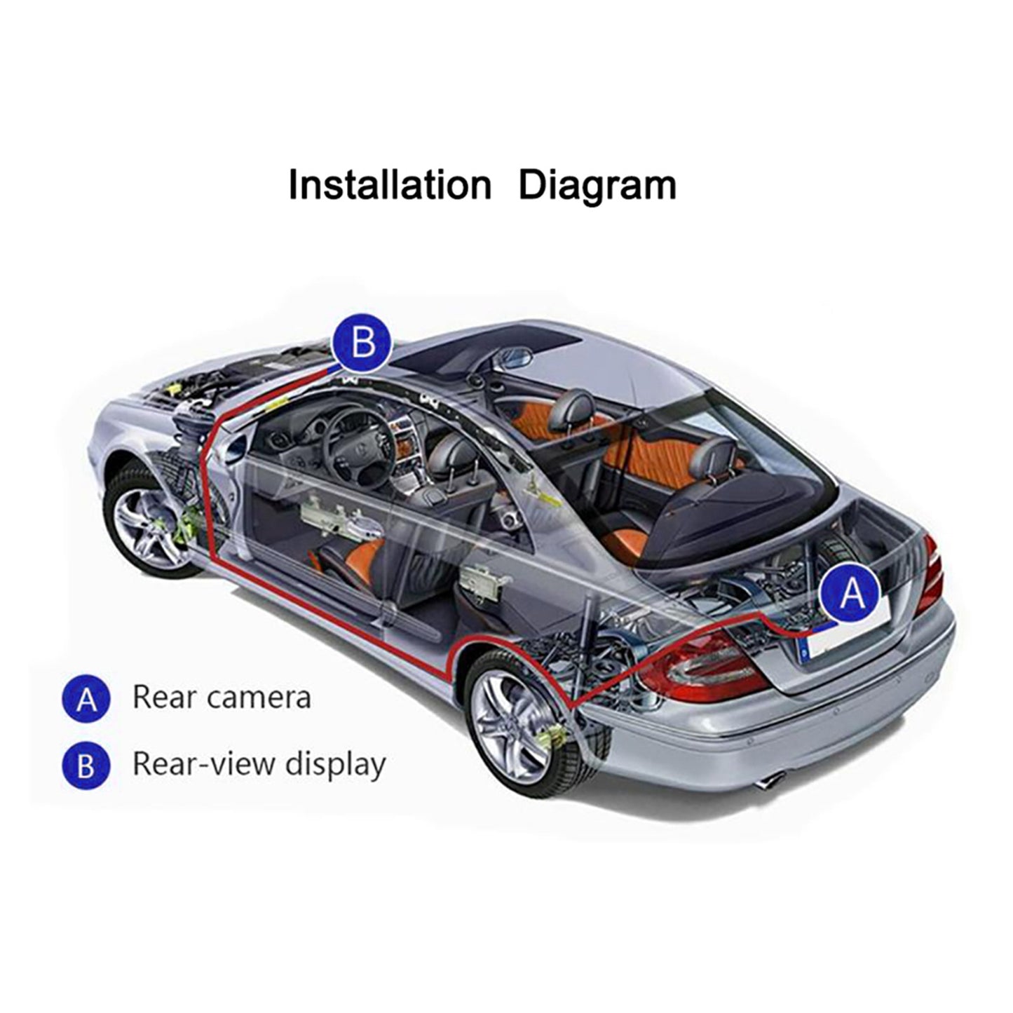 RH-702B Large 7" LCD Display Monitor 12V 24V Car Parking Reversing Butterfly-shaped Rear Camera Kit
