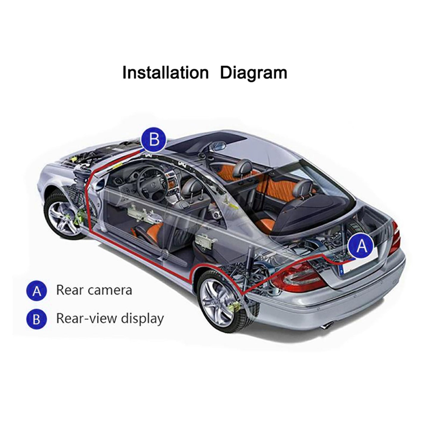 RH-702C 7" Large Screen LCD Display Monitor 12V 24V Car Parking Reversing 4-LED Rear Camera Kit