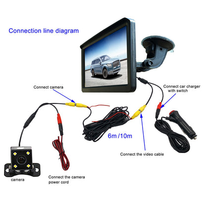 RH-702C 7" Large Screen LCD Display Monitor 12V 24V Car Parking Reversing 4-LED Rear Camera Kit