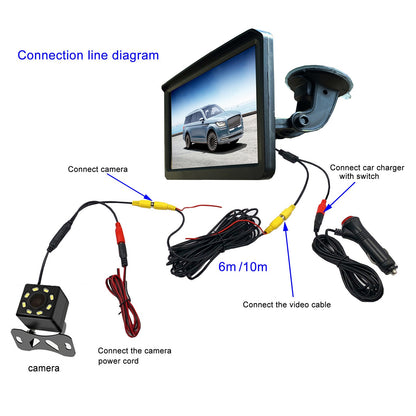 RH-702D HD 7" Large Screen LCD Display Monitor 12V 24V Car Parking Reversing 8-LED Rear Camera Kit
