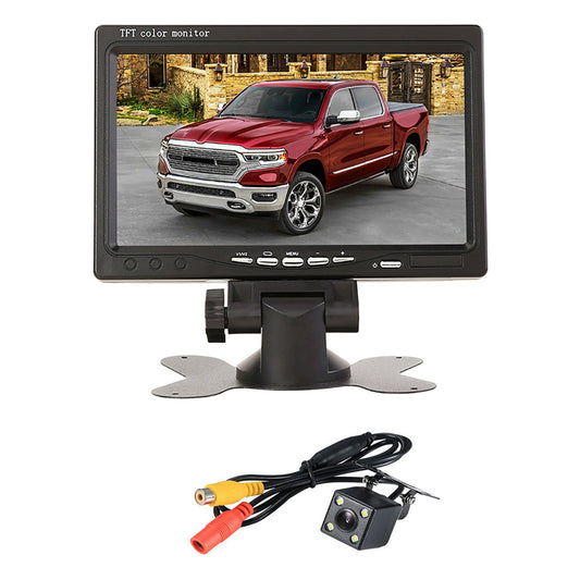 RH-701B 7" LCD Video Display Screen Monitor Rear View Backup Car 4-LED Camera Parking and Reverse System Kit