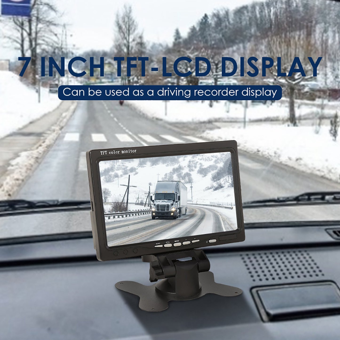 RH-701B 7" LCD Video Display Screen Monitor Rear View Backup Car 4-LED Camera Parking and Reverse System Kit
