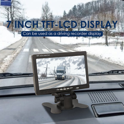 RH-701B 7" LCD Video Display Screen Monitor Rear View Backup Car 4-LED Camera Parking and Reverse System Kit