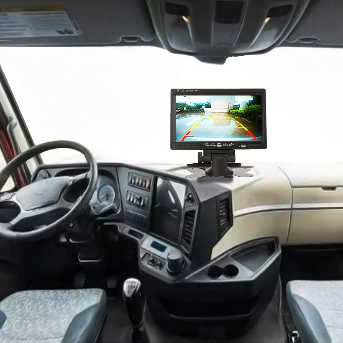 RH-701C 7" LCD Video Display Screen Rear View Monitor 8-LED Camera Parking and Reverse System Kit with 15m Video Cable