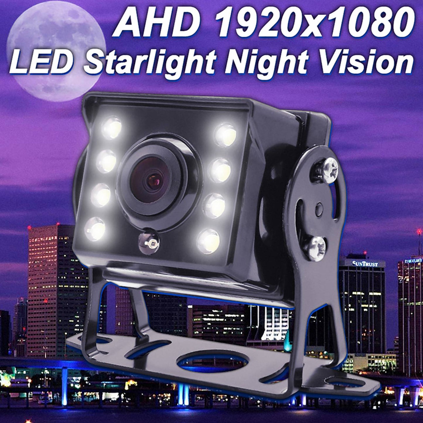 RH-701C 7" LCD Video Display Screen Rear View Monitor 8-LED Camera Parking and Reverse System Kit with 15m Video Cable