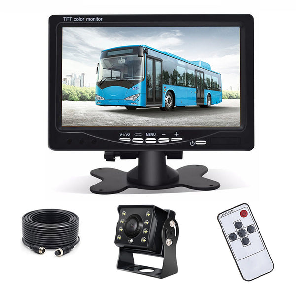 RH-701D 7" LCD Video Display Screen Monitor Rear View Backup Car 8-LED Camera Parking and Reverse System Kit with 20cm Video Cable