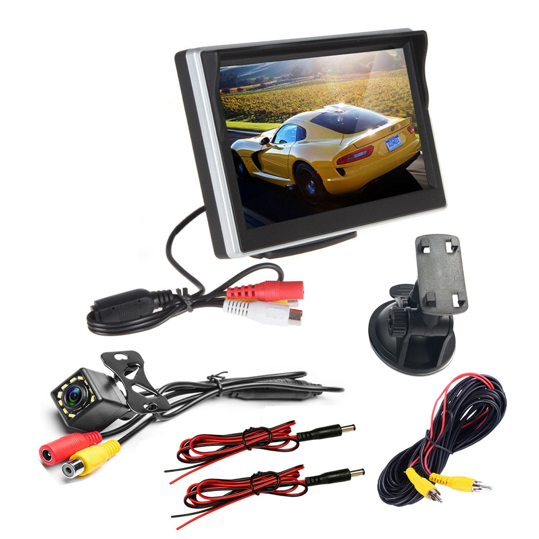 RH-510 High Brightness 12-LED Rear Camera Car Parking Reverse System Kit with 5&#39;&#39; LCD Display Monitor