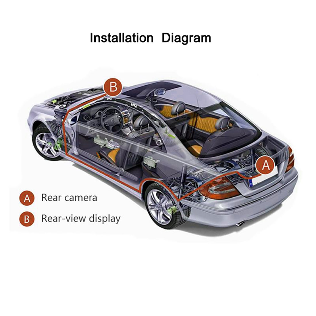 RH-510 High Brightness 12-LED Rear Camera Car Parking Reverse System Kit with 5" LCD Display Monitor