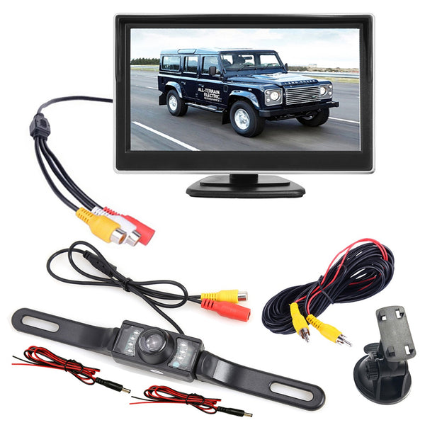 RH-511 Rear View Backup Car Camera Waterproof 5" LCD Video Display Screen Monitor Parking and Reverse Assist Safety System Kit for Vehicles