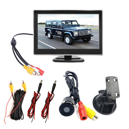 RH-506 Large 5'' LCD Display Monitor Round Rear Camera for Car Parking Reverse with Video Line and Power Supply Cable