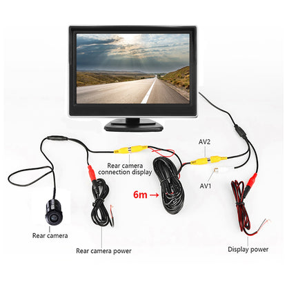 RH-506 Large 5" LCD Display Monitor Round Rear Camera for Car Parking Reverse with Video Line and Power Supply Cable