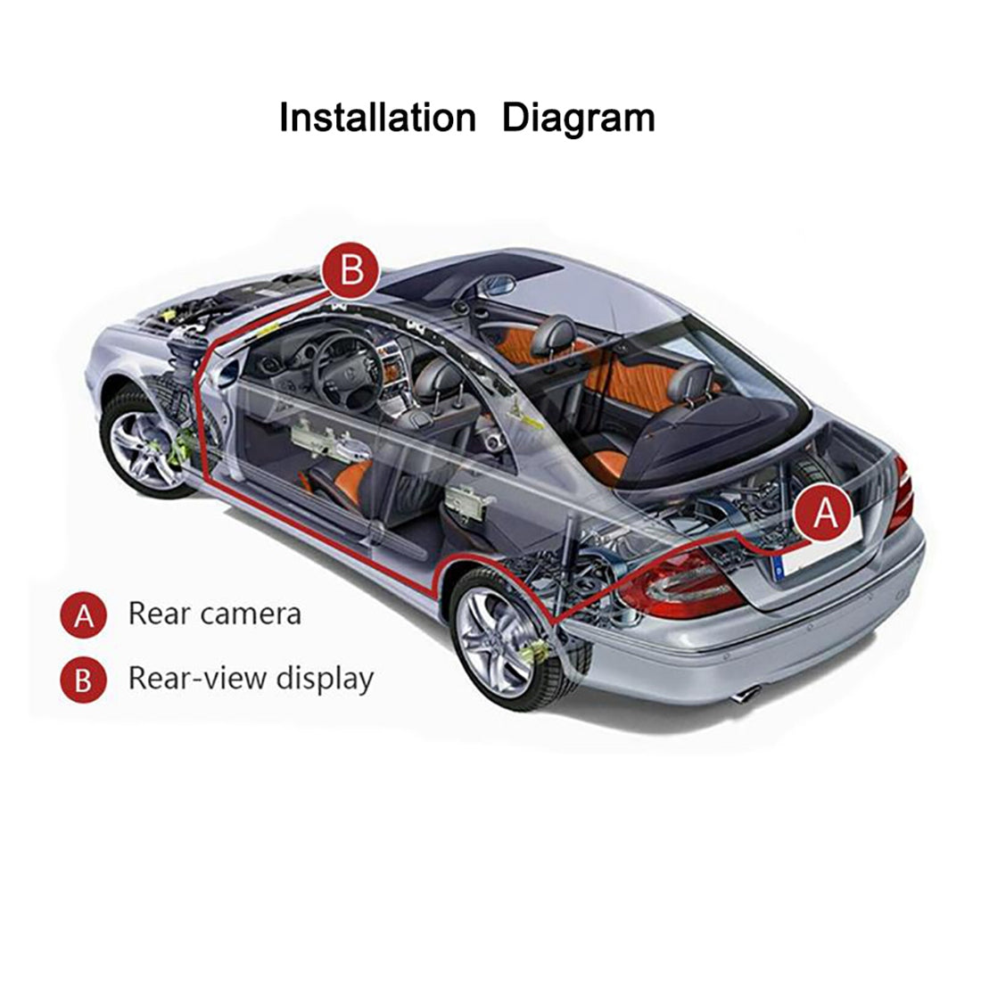 RH-507 5" LCD Display Monitor Car Parking Reverse Waterproof Butterfly-shaped Rear Camera with Power Supply Cable and Video Line