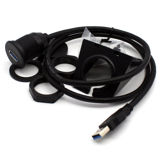 1m USB 3.0 Extension Flush Dash Panel Mount Cable for Car Boat Motorcycle