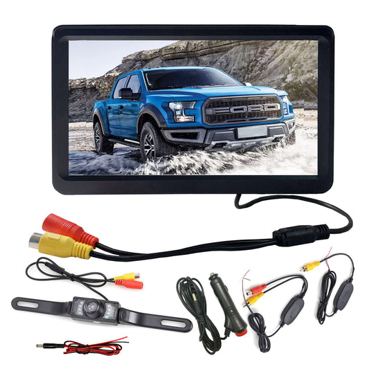 RH-702I 7" LCD Video Display Monitor 12V-24V Rear View Camera Parking and Reverse System Kit with Car Charger