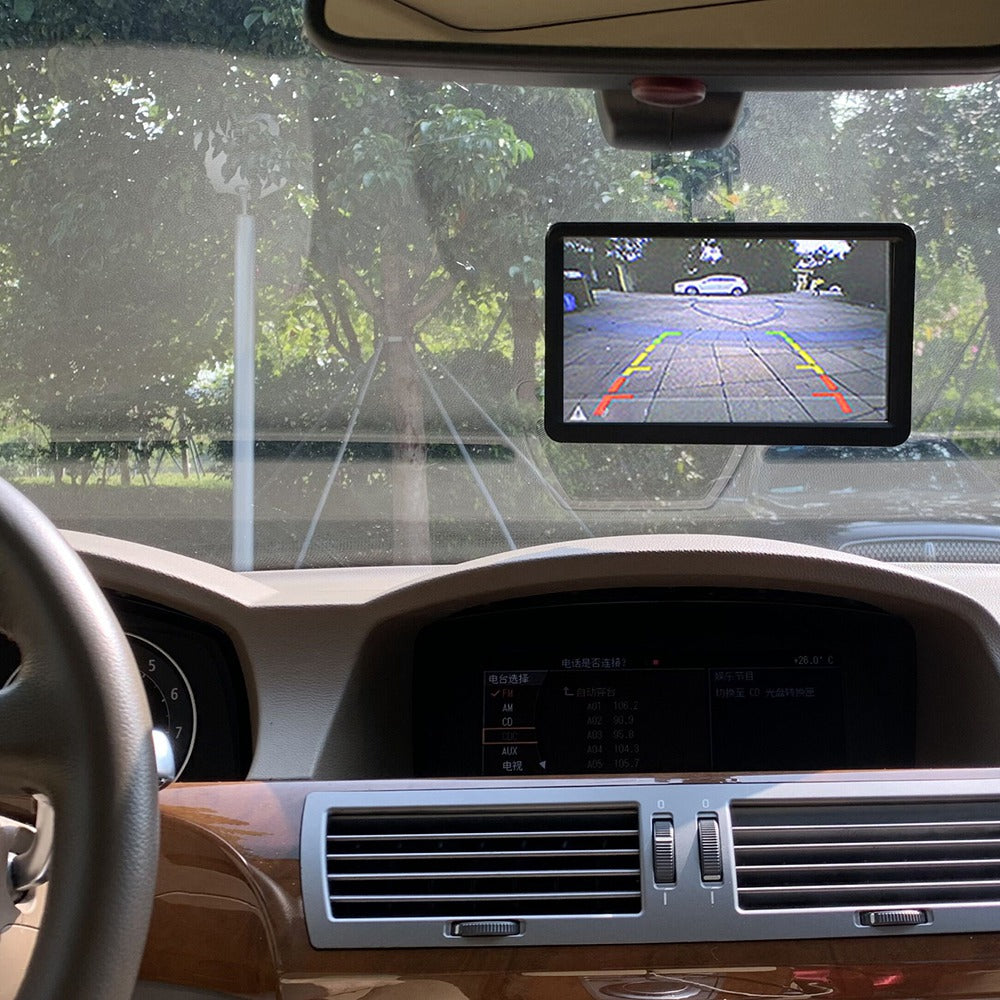 RH-702I 7" LCD Video Display Monitor 12V-24V Rear View Camera Parking and Reverse System Kit with Car Charger