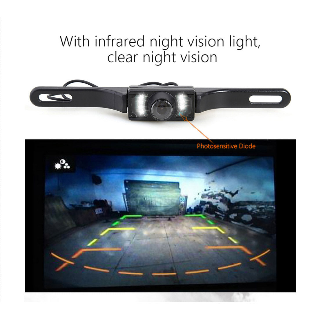 RH-702I 7" LCD Video Display Monitor 12V-24V Rear View Camera Parking and Reverse System Kit with Car Charger