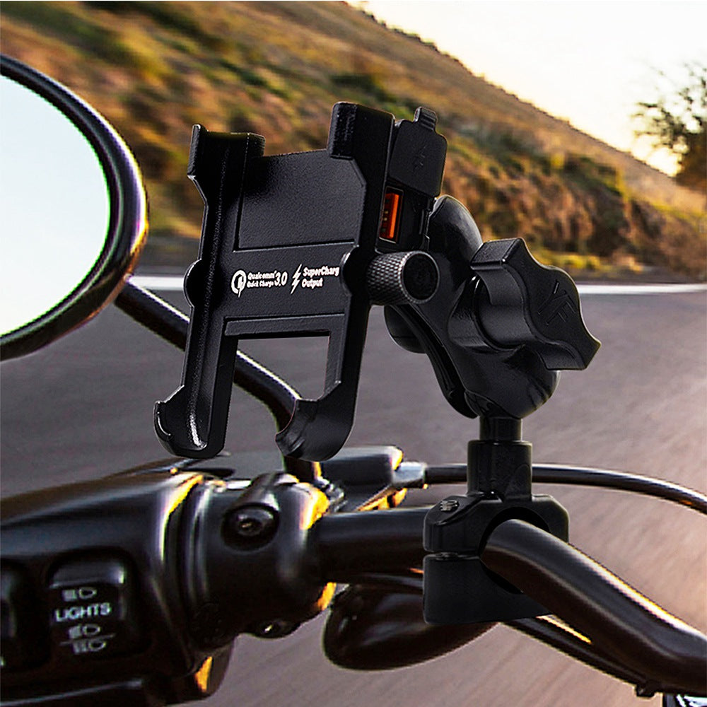 CS-855A Motorcycle QC3.0 Fast Charging Mount Charger Handlebar 4"-6"Cellphone Holder