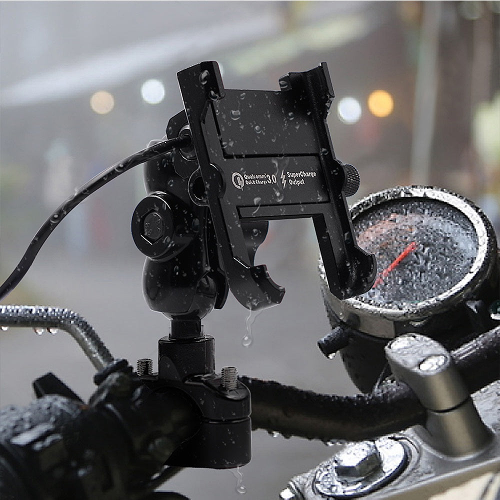 CS-855A Motorcycle QC3.0 Fast Charging Mount Charger Handlebar 4"-6"Cellphone Holder