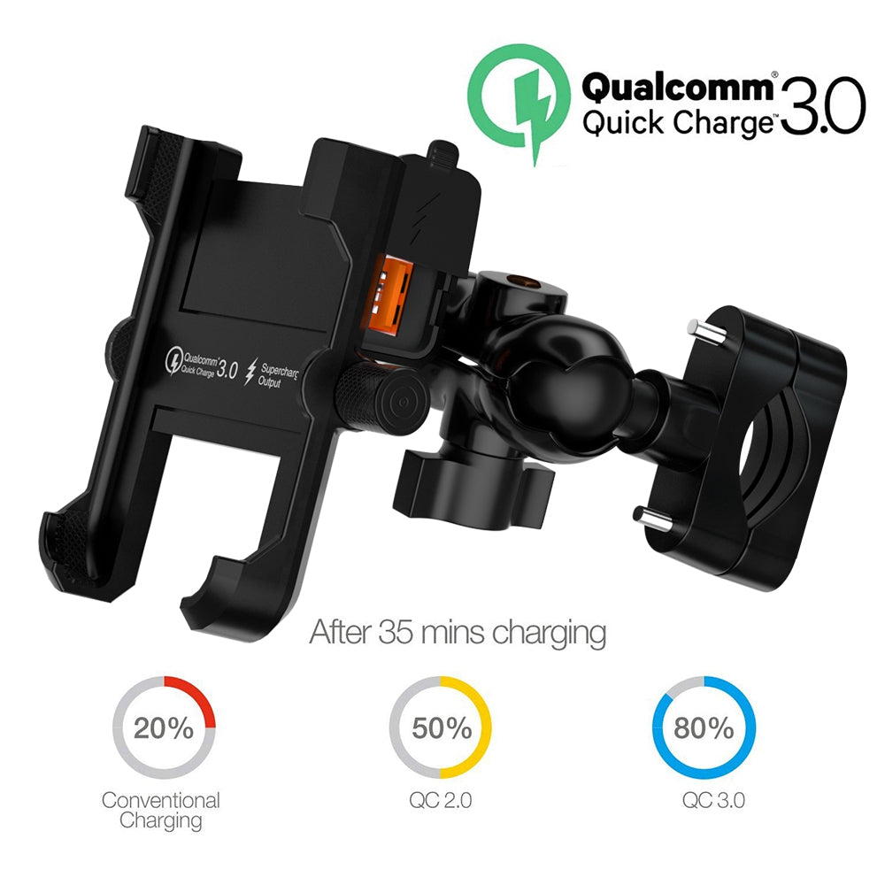 CS-855A Motorcycle QC3.0 Fast Charging Mount Charger Handlebar 4"-6"Cellphone Holder
