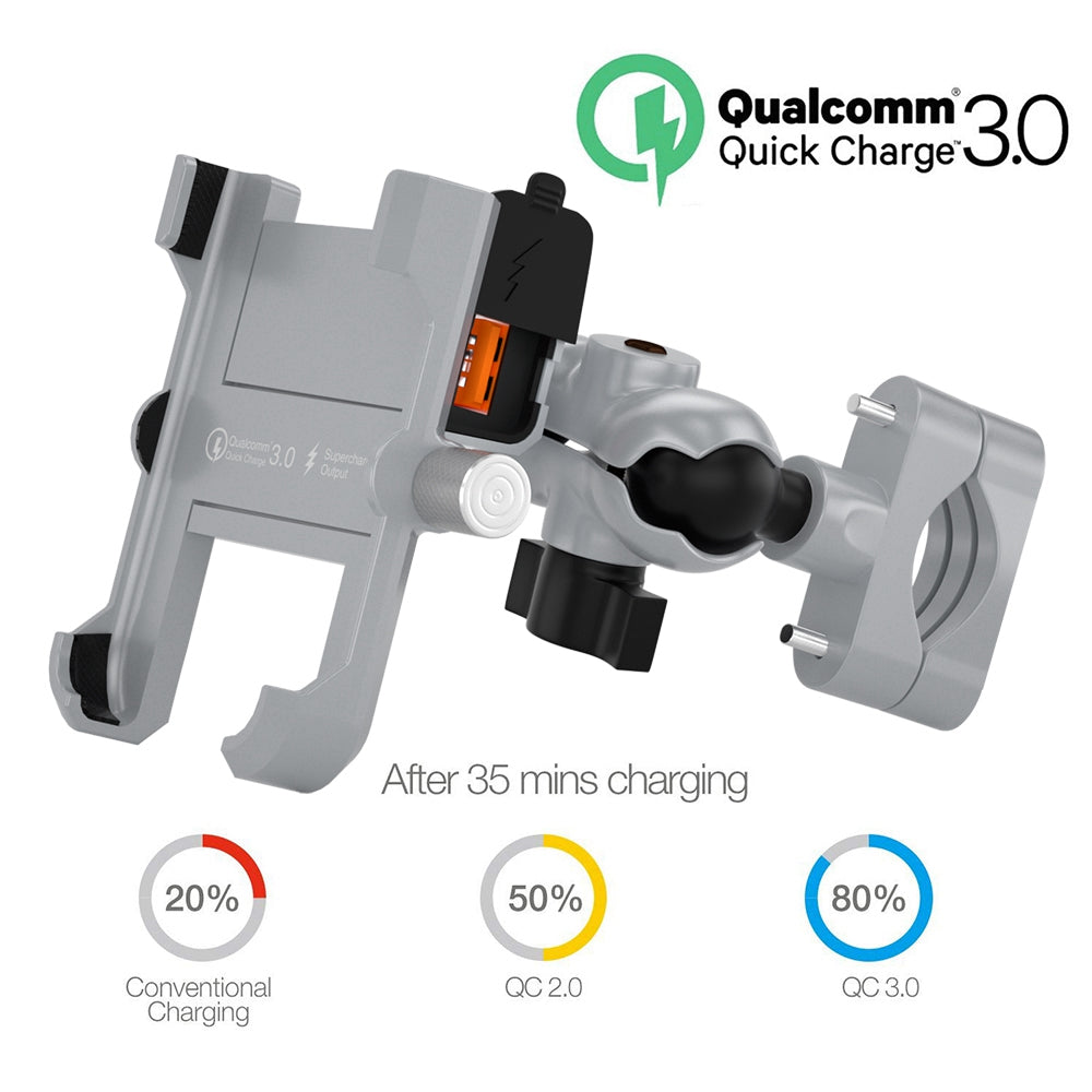 CS-855A Motorcycle QC3.0 Fast Charging Mount Charger Handlebar 4"-6"Cellphone Holder