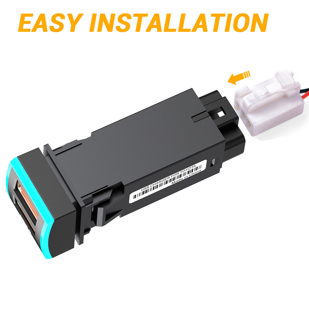 22x22mm QC3.0 Dual USB Port Blue LED Indicator ABS Car Charger Phone Fast Charging Socket Adapter for Toyota (Cigarette Lighter Wiring Connection)