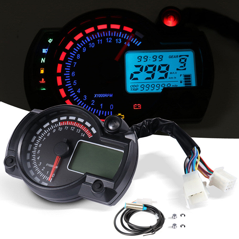 Motorcycle Modification Speedometer Motorbike Backlight LCD Display Digital Odometer Gauge
