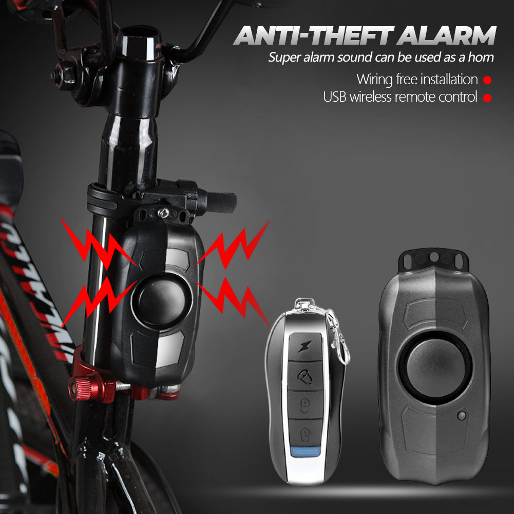 LY-C1 USB Charging Bike Alarm Wireless Scooter Alarm Motorcycle Anti-Theft Bicycle Alarm - Black