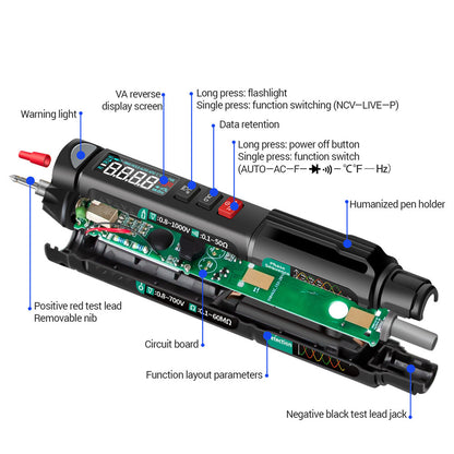 ANENG A3008 6000 Counts Voltage Meter Non Contact AC / DC LCD Display NCV Digital Multimeter Pen