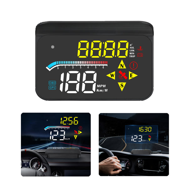 M17 Head-up Display Universal Car Speedometer HUD Projection Display OBD+GPS Dual System