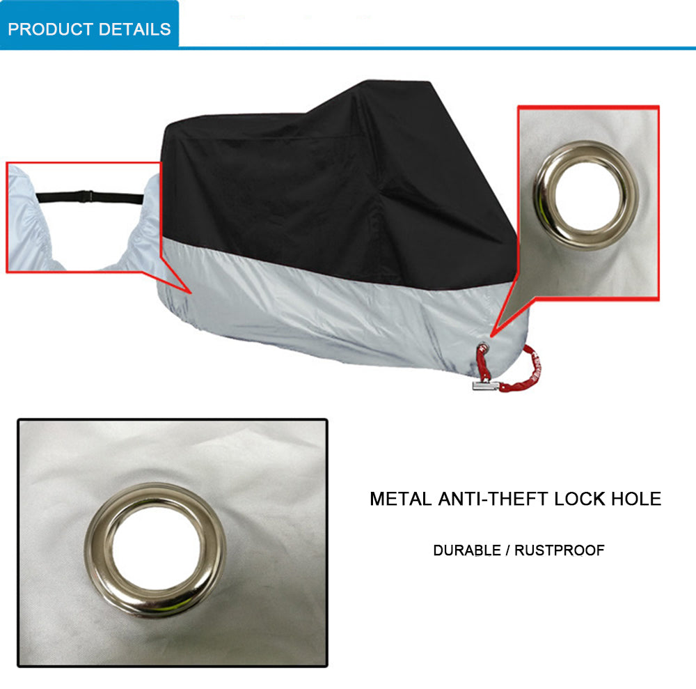 Outdoor Motor Bike Scooter Rain Cover All Season Windproof Dustproof UV Resistant Protector, Size XXXXL: 295x110x140cm