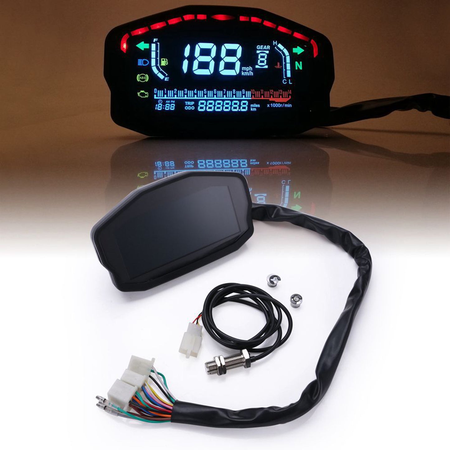TKSPEED MLS045 For 1/2/4 Cylinders Motorcycle Universal LED LCD Speedometer Digital Odometer Backlight Odometer for Honda Ducati Kawasaki Suzuki