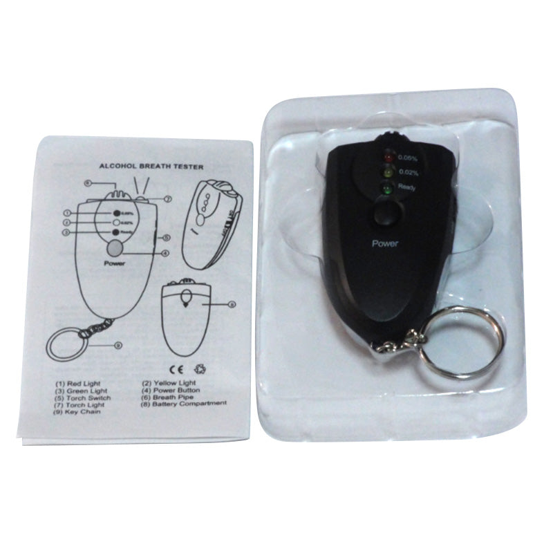 AD09 Portable Alcohol Tester Pocket Keychain Breathalyzer Mini Alcohol Detector with LED Light